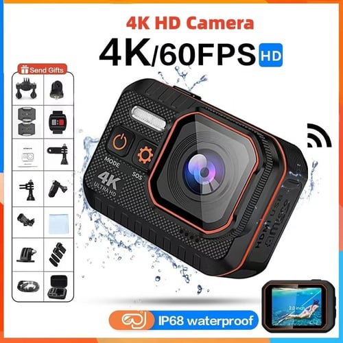 Sports Action Video Cameras AXNEN AX8 Action Camera 4K 60FPS EIS Video  Recording 20MP Ultra HD Dual Display 2 Inch Touch Screen Webcam Waterproof