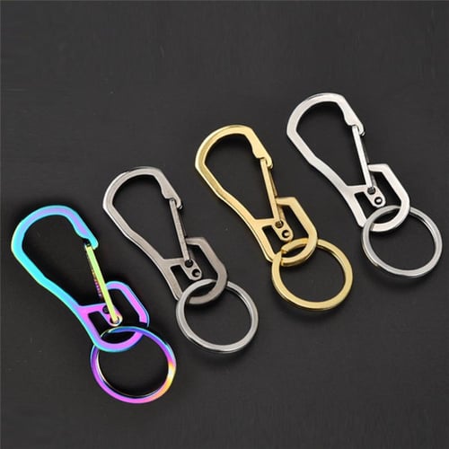 HOT! Titanium EDC Alloys Heavy Duty Carabiner Keychain Quick Release Hooks  With Titanium Key Ring Snap Spring 6*2.5*0.35cm 