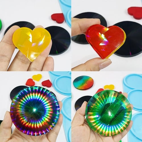 Holographic Coaster Molds for Epoxy Resin DIY Light and Shadow