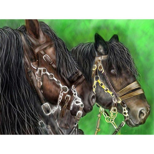 5D Diamond Painting Brown Horse With a Black Bridle Kit