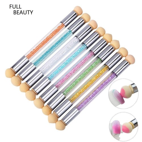Cheap Nail art Gradient Blooming Brush with Transfer Stamping Head Silicone  Nail Brush Sponges