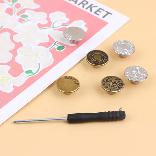 10Pcs Replacement Jeans Buttons No-Sewing Metal Button Repair Kit Nailless  Removable Jean Buckles Pants Pins Sewing Accessories