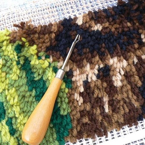 Diy Rug Crochet Mesh Wooden Bent Latch Hook DIY Kit Tool for