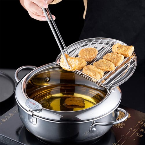24CM Japanese Deep Frying Pot Oil Fryer with a Thermometer and a