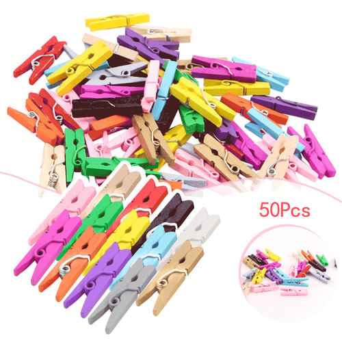 Home 50pcs Heart Clips Small Wooden Clothes Pin Craft Clips DIY