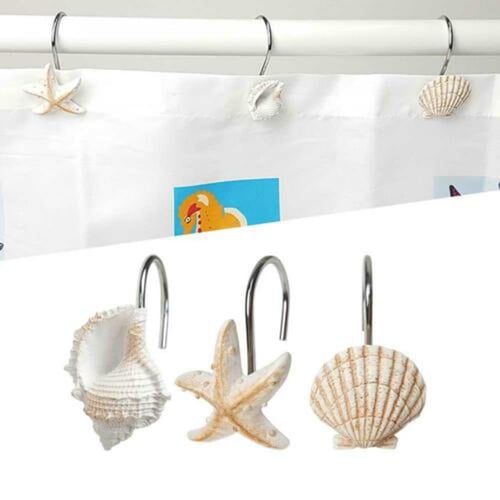 Curtain Rod Hooks Punch Free Decorative Long-Lasting Shell Conch