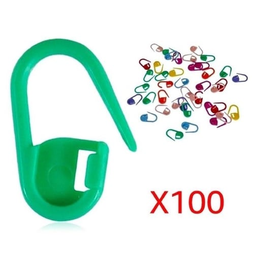 100Pcs Round Multicolor Plastic Knitting Crochet Locking Stitch Markers  Rings Needle Clips 