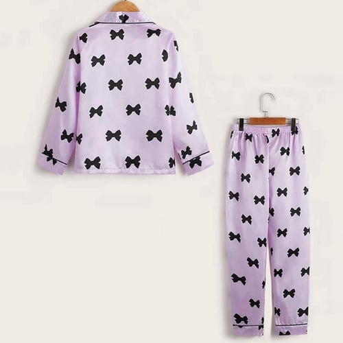 Boys Girls Short Silk Pajamas Set,Classic Satin Pajamas for Toddler,Kids 2  Piece Button-Down Short Sleeve Sleepwear 8-9Y Purple