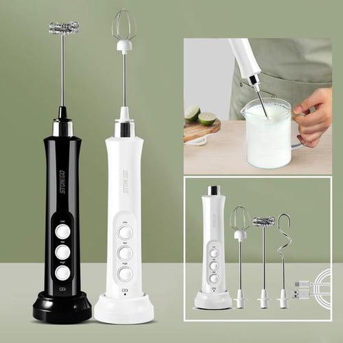 Milk Frother, USB Rechargeable 3 Speeds Mini Drink Mixer Electric
