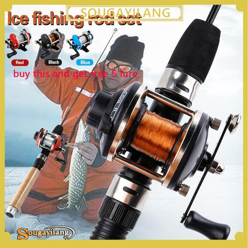 Ice Fishing Rod and Mini Winter Fishing Reel Drum Wheel Telescopic