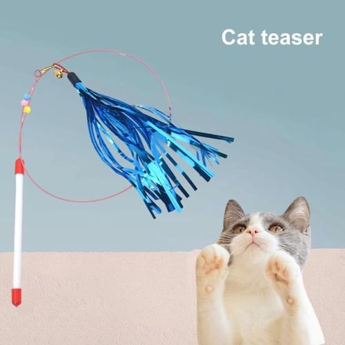 Cat Teaser Stick Interactive Toy Rod With Bell Colorful Tassel Cat