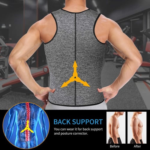 Men Sweat Body Shaper Workout Slimming T Shirt Waist Trainer Abdomen Tight  Shapewear Fitness Tank Tops Weight Loss Corset Vest