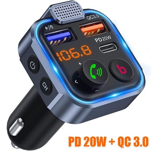 Car Bluetooth 5.0 FM Transmitter Dual USB PD Type C Fast Charge Car Charger  Bluetooth Microphone Handsfree Car FM Modulator - AliExpress