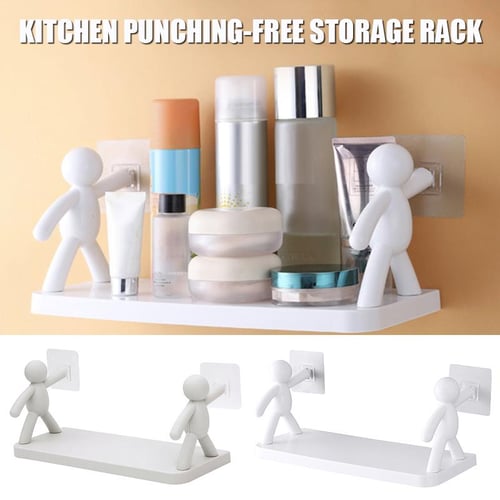 1pc Bathroom Corner Shelf Rotatable Wall Mounted Storage Rack Organizer,  Punch-free For Toilet And Washroom