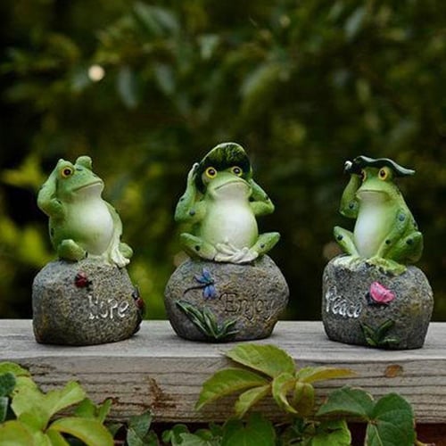 Frogs Figurines Yoga Decor, Mini Meditating Frogs Garden Sculpture