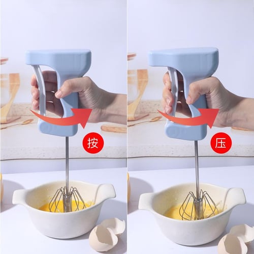 Semi-automatic Egg Beater 201 Stainless Steel Egg Whisk Manual Hand Mixer  Self Turning Egg Stirrer Kitchen Accessories Egg Tools