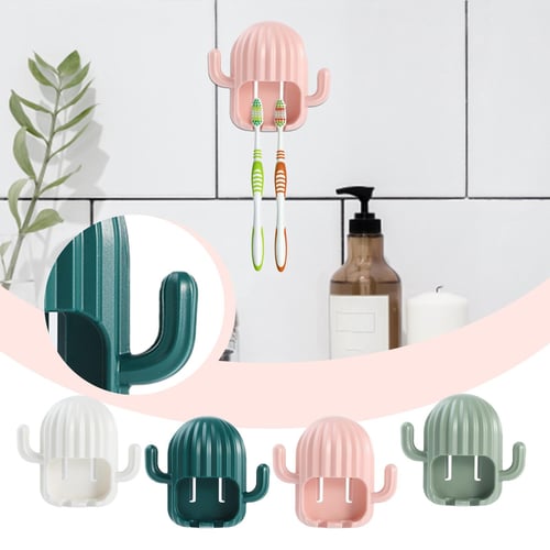 Wall Mounted Adhesive Toothbrush Mouthwash Cup Holder Punch Free Wall  Hanging Rack Tooth Brush Dispenser Bathroom