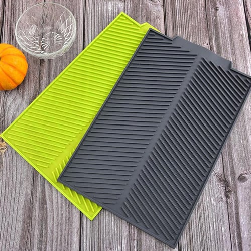 Drain Mat Kitchen Silicone Dish Drainer Mats Large Sink Drying Worktop  Organizer Drying Mat for Dishes Tableware