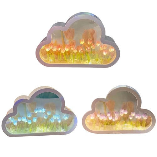 Diy Tulip Night Light, Cloud Tulip Mirror Night Light -sz.14734