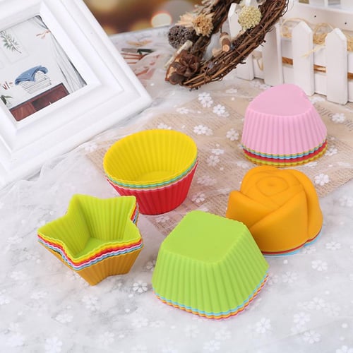 6pcs Random Cupcake Mold Set,Silicone Muffin Cups, Home Baking Cake Donut  Pudding Jelly Mould