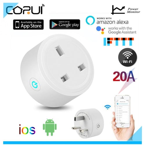 CoRui 20A EU Plug WIFI Bluetooth Wireless Remote Socket Smart