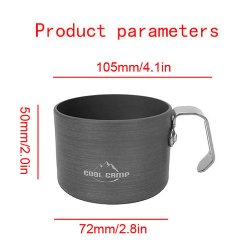 250ml Camping Aluminum Alloy Water Cup Tea Cup Coffee Mug with Foldable  Handles for Outdoor Camping Hiking Backpacking Picnic