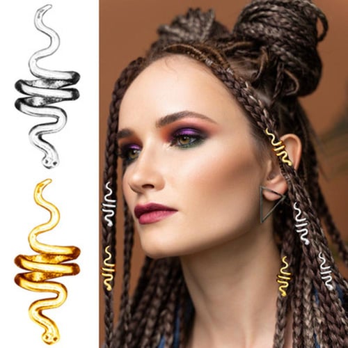 100pcs Gold and Silver Hollow Out Dreadlock Hair Rings Adjustable