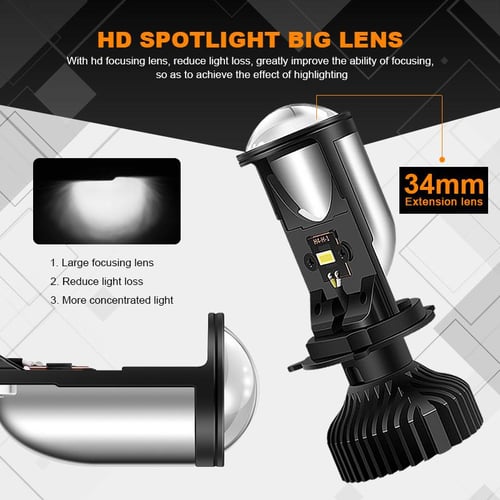 LED H4 9003 Automobile Headlight H4 hi-lo mini projector lens car Styling headlight  Bulbs 6000K 8000LM Focused Light Y6 - buy LED H4 9003 Automobile Headlight  H4 hi-lo mini projector lens car