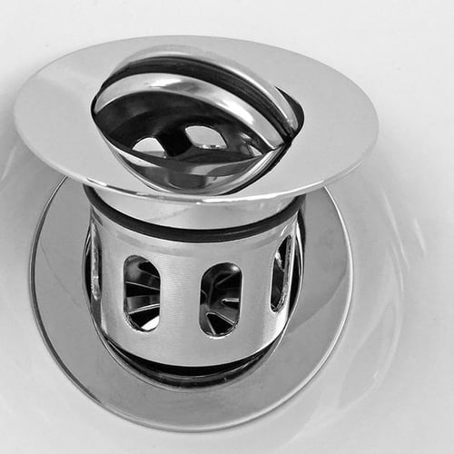 1pc Bathroom Sink Drain, Stainless Steel Pop-Up Bounce Core Basin