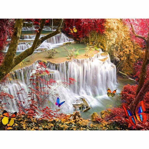 Full 5D Diy Diamond Painting Waterfall Landscape Mosaic Embroidery