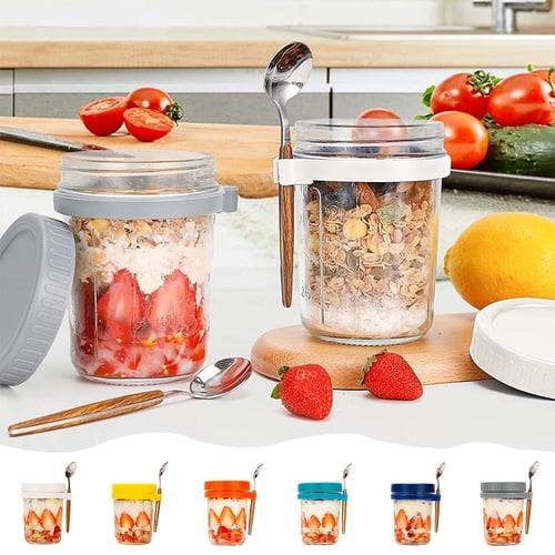 1PCS Overnight Oats Containers with Lids and Spoons, 16 Oz Glass