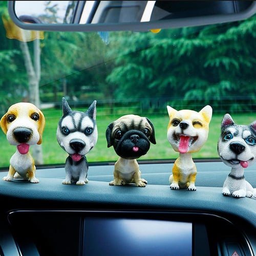 Head Dashboard Dog Car Decorations Shaking Animal Toys Bobblehead Resin  Decoration Doll Puppy Figures Interior Figurines 