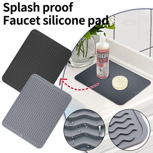 Silicone Draining Board Mat, Folding Draining Mat, 17”x13” Large Drain Pad  Eco-Friendly Drainer Mat Heat Resistant Pot Mat Dishwasher Safe Trivet Mat