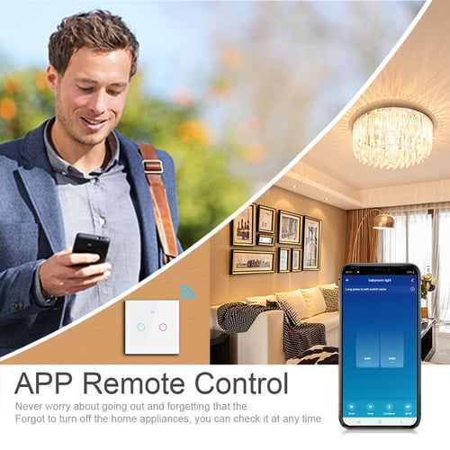Interruptor Alexa Touch WiFi Tuya Smart Switch Without Neutral Single Fire  Wireless RF 433Mhz Remote 1/2/3 Gang Smart Home
