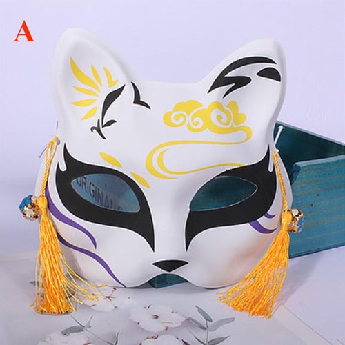 Kitsune Mask Halloween, Kitsune Hand Painted Mask