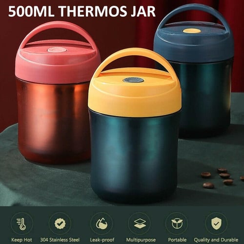 1 pc Stainless Steel Vacuum Thermal Portable Lunch Box 500ml Insulated  Lunch Food Warmer Soup Cup Insulated Containers Bento Lunch Box with  Foldable Spoon