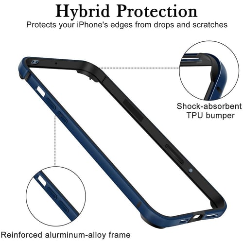 Bumper Case For iPhone 15 14 Plus 13 12 Mini 11 Pro Max 12Pro 11Pro 14pro  XR Luxury Aluminum Metal Phone Blue Black Accessories