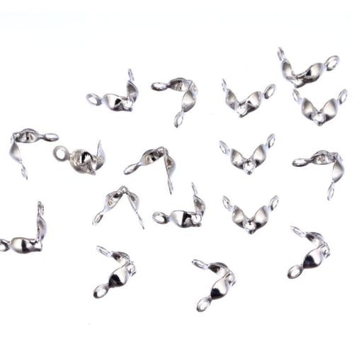 200pcs 4mm Calottes Crimps Beads Cove Clasps Hook Cord End Caps String Ball  Chain Connectors For DIY Jewelry Making Findings