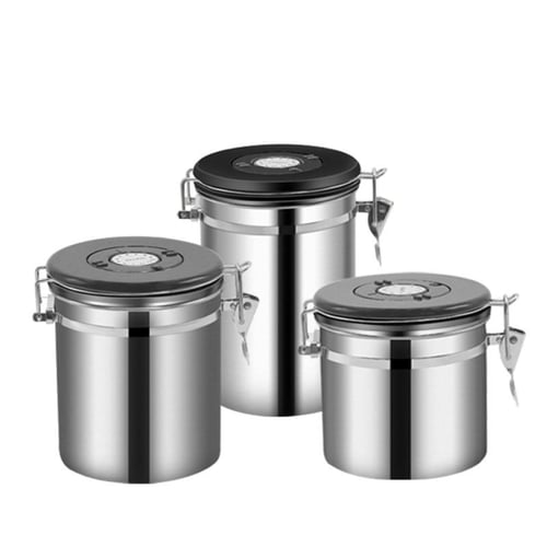 Stainless Steel Airtight Coffee Container Storage Canister Set Coffee jar  Canister With Scoop For Coffee Beans Tea 1.5L/1.8L