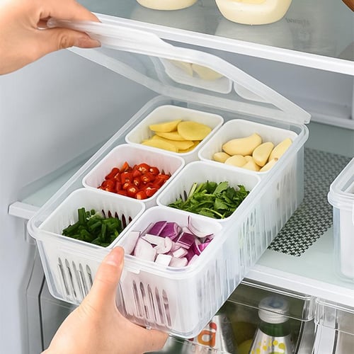 1pc Double-layer Transparent Refrigerator Vegetable & Fruit Water Draining  & Sealing Storage Box