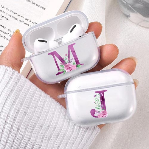 Earphone Case With Letter Z & Flower Graphic Wireless Cover Soft
