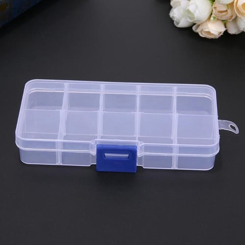 10 Slots Adjustable Plastic Rectangle Transparent Storage Box Craft  Organizer Handcraft Jewelry Container