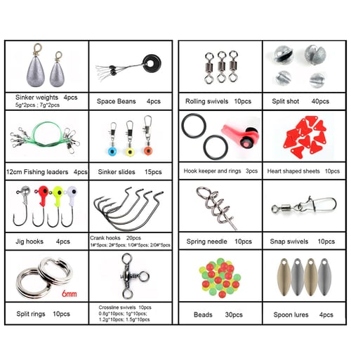  Fishing Accessories Kit【188PCS】 Set with Tackle Box, Including  Pliers, Jig Hooks, Bullet Bass Casting, Swivels Snaps, Sinker Sliders, Line  Beads, Sinker Weights, Split Rings, Fishing Leaders. : Sports & Outdoors