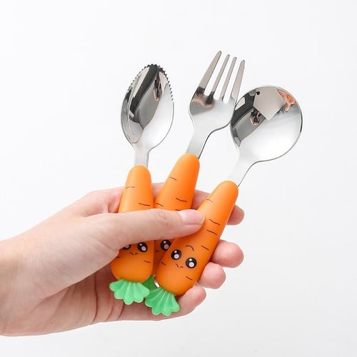 2pcs/set Cute Print Cartoon Baby Kids Feeding Spoon High Quality