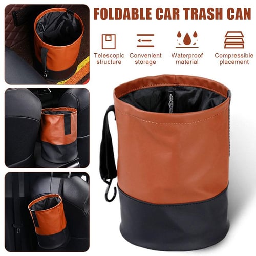 Portable Car Trash Can Garbage Bin Bag Organizer for Vehicles