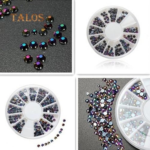 500pcs Symphony Rhinestone for Nails Bubble Bead Crystal Mixed Size Flat  Aurora Clear Gem DIY Nail