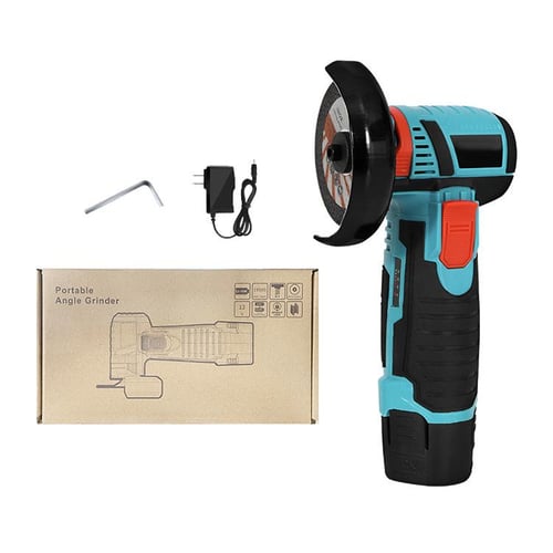 Cordless Angle Grinder Tool Kit Portable Lithium Electric Angle Grinder  19500rpm Rechargeable Power Cutter with 2pcs Batteries 2pcs Grinding Discs  for Grinding Polishing Cutting Rust Remov 