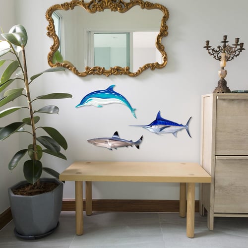 1pc 4-Color Metal Iron Art Fish Wall Art Decorative Hanging