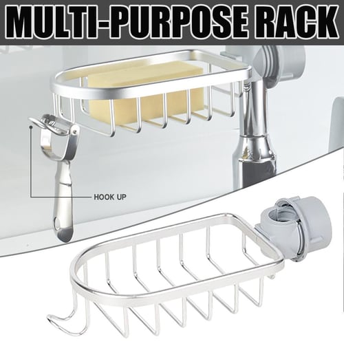 Kitchen Aluminum Sink Drain Rack Sponge Storage Faucet Holder Soap