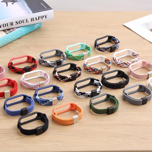 Bracelet For Mi Band 7 6 Strap Nylon Sport Loop Watch Belt Pulsera Correa  Mi Band 4 Wristband For Xiaomi Mi Band 5 4 3 Bracelet-1 Red Black